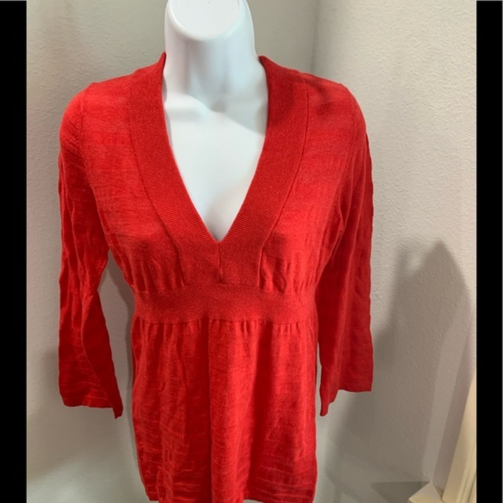 NWT Banana Republic Red Y2K v neck sweater size XS